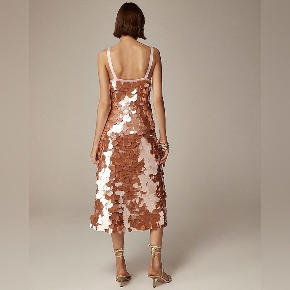 J. Crew Rose Gold Sequin Midi Slip Dress - Picture 3 of 6